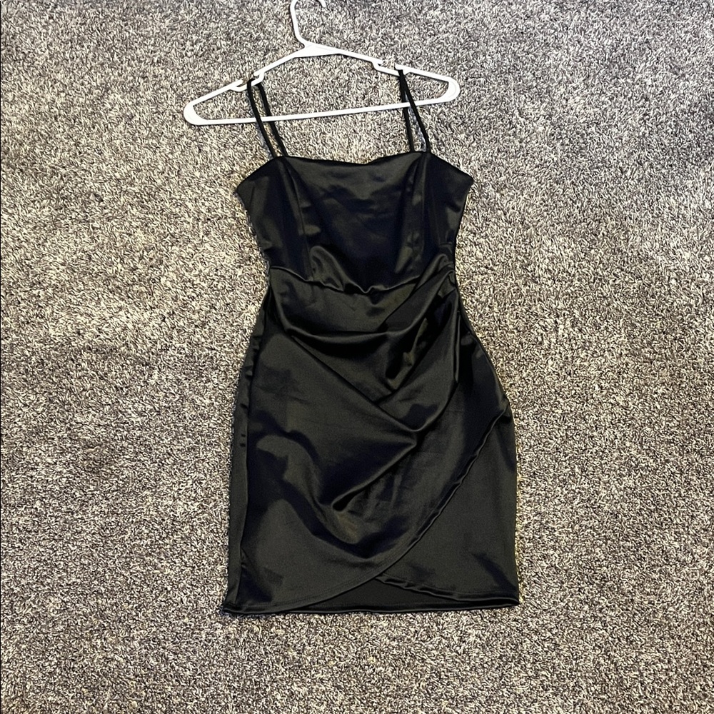 Windsor Black Satin Mini Dress